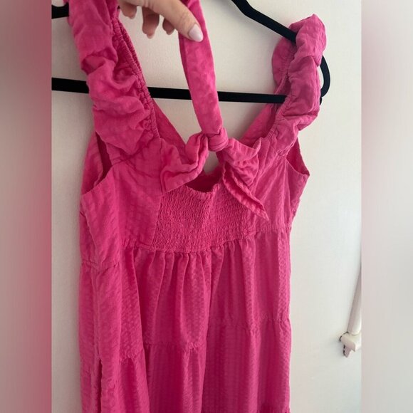 Juicy Couture Pink Cotton Tiered Midi Summer Dress with Pockets - Picture 11 of 14